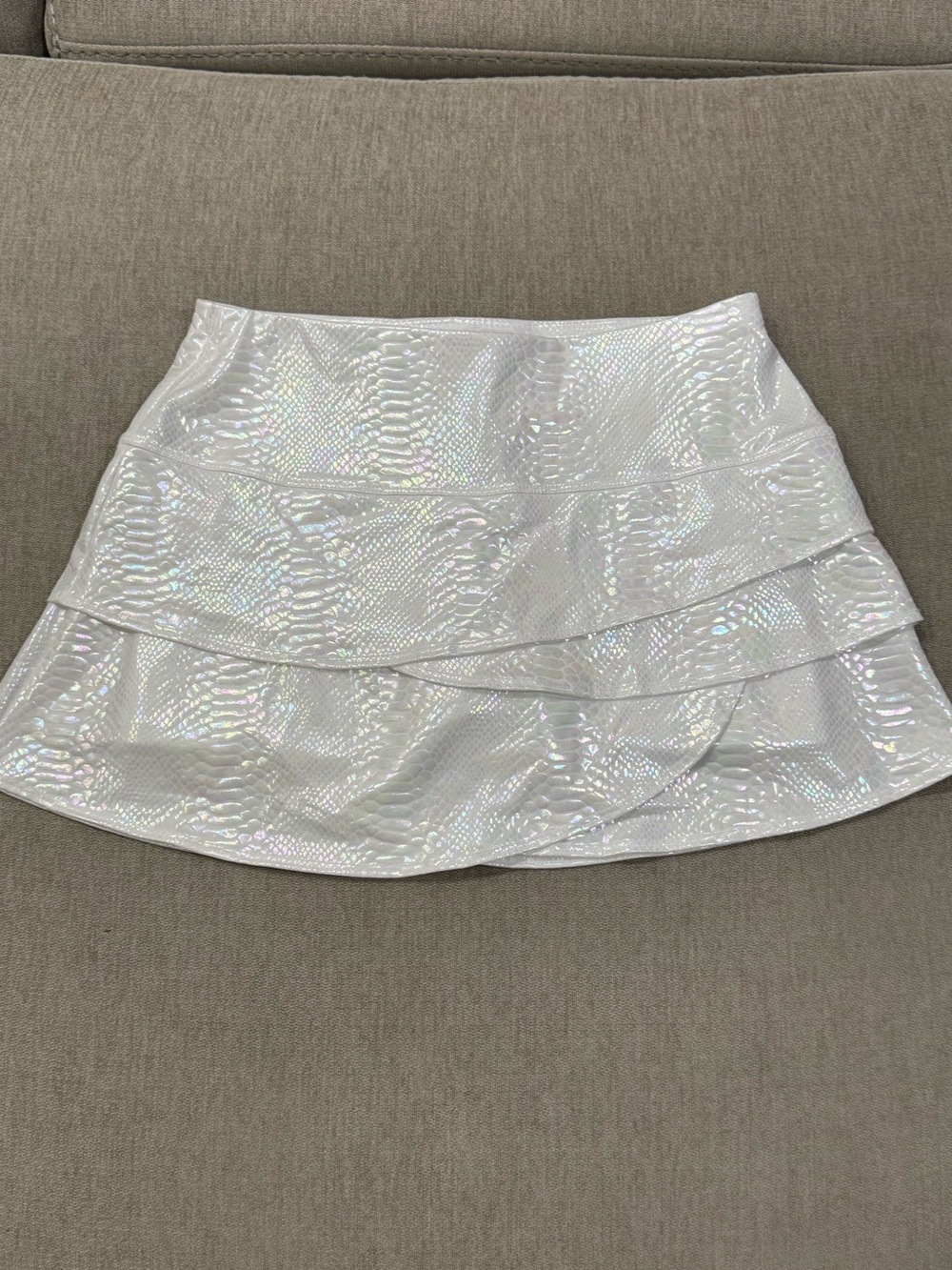 Lucky in Love Iridescent White Python Scallop Tennis Skirt/Skort